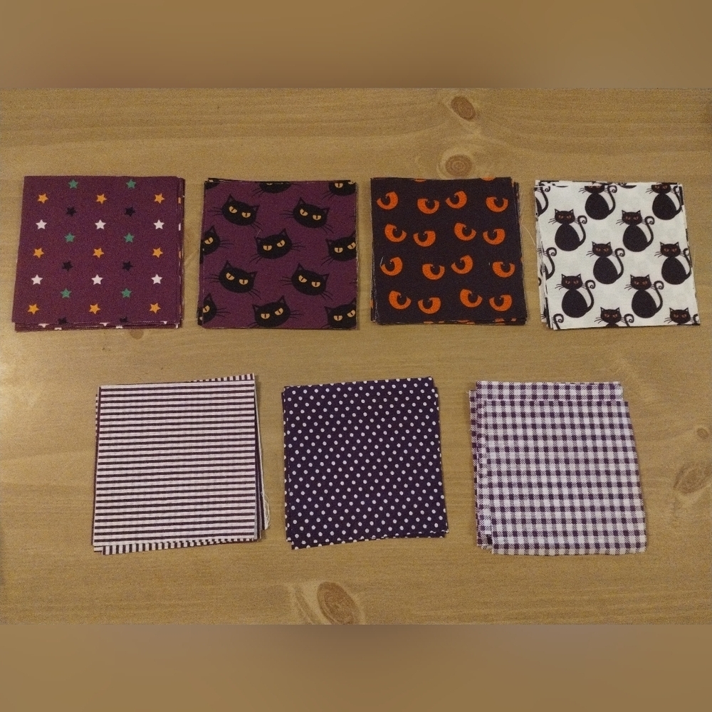 47pc Halloween Fabric Squares 4x4 Quilt Fabric Bundle Craft Sewing Patchwork